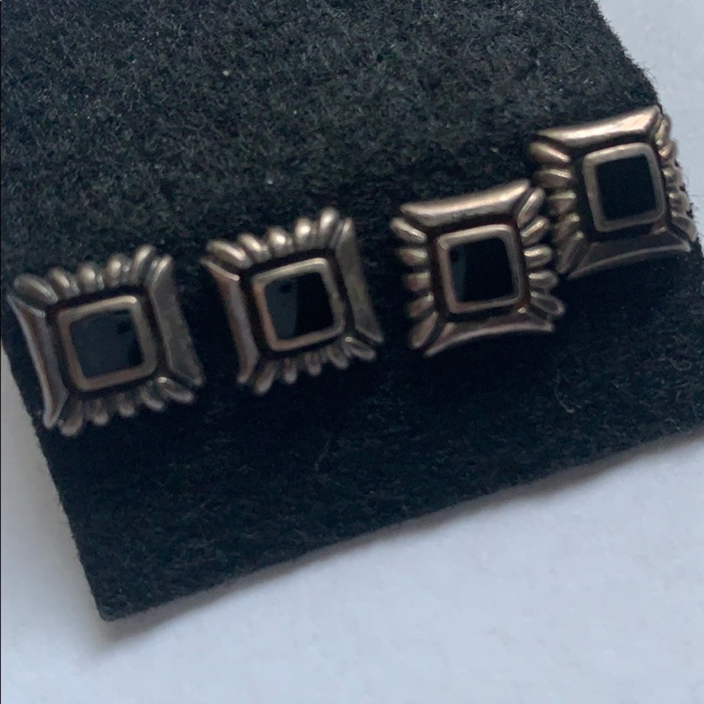 Set of 2 pair of Onyx on Sterling Silver earrings!
